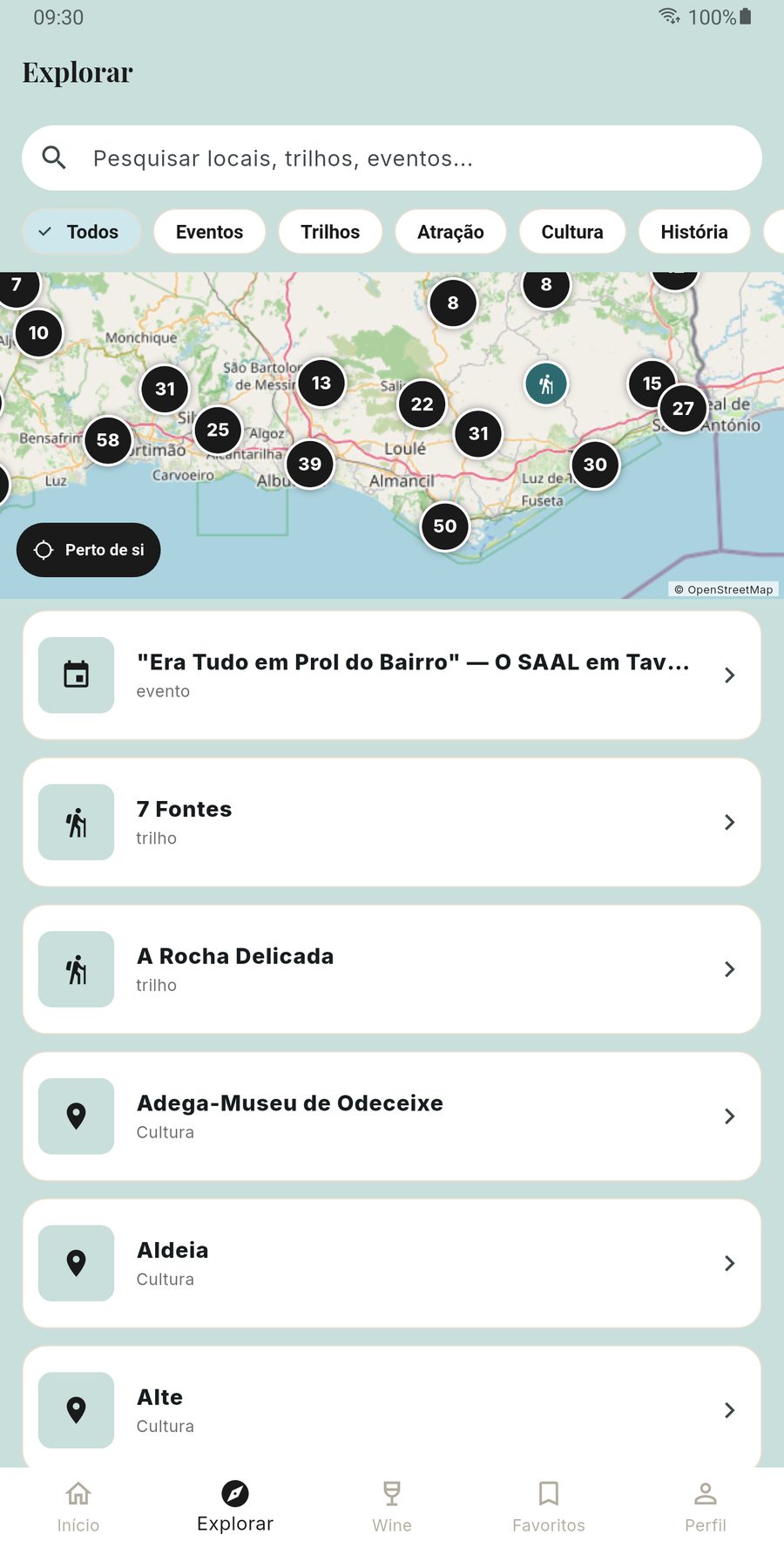 Mapa de todo o Algarve